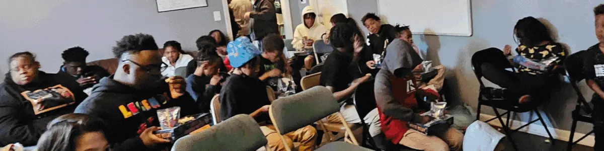 A full room of students gathered for the after-school club